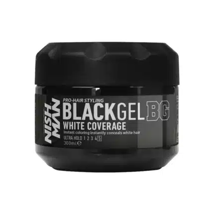 NISHMAN HAIR STYLING BLACK GEL (WHITE COVERAGE) - 300ML