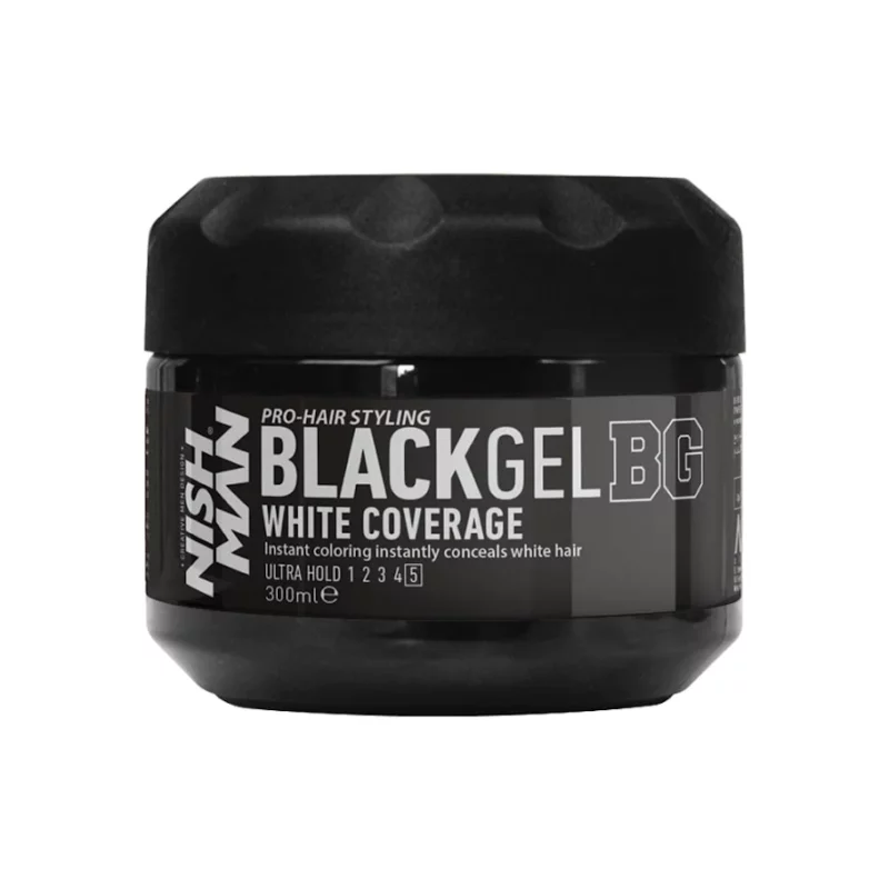 NISHMAN HAIR STYLING BLACK GEL (WHITE COVERAGE) - 300ML